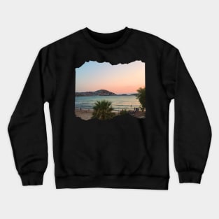 Beautiful photography of ocean waves and sunset sky landscape Aegean sea nature lovers Crewneck Sweatshirt